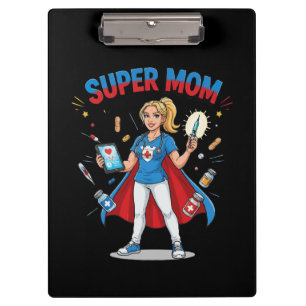 Super-Mama-Krankenschwester-Superheld-Typografie Klemmbrett