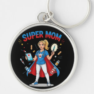 Super-Mama-Krankenschwester-Superheld-Typografie Schlüsselanhänger