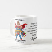Super-Mama mit Zitat Lustiger Muttertag Kaffeetasse (Vorderseite Links)