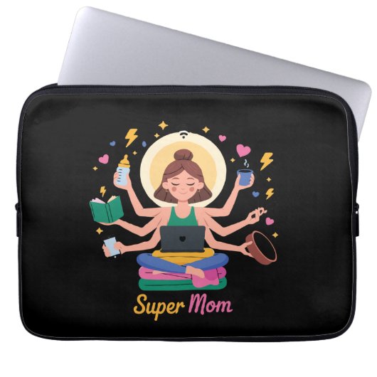 Super-Mama Multitasking Muttertags-Grafik Laptopschutzhülle (Vorderseite)