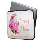 Super Mama Natural Pink Floral Heart Individuelle  Laptopschutzhülle (Vorderseite Links)