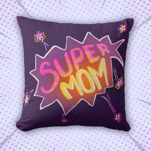 Super Mama Neon Blume Comic Blase Muttertag Kissen