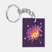Super Mama Neon Blume Comic Blase Zeichnend Schlüsselanhänger (Vorderseite links)