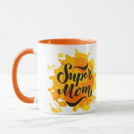 Super Mama Orange und Gelbe Tasse