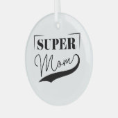 Super Mama Ornament Aus Glas (Vorderseite links)