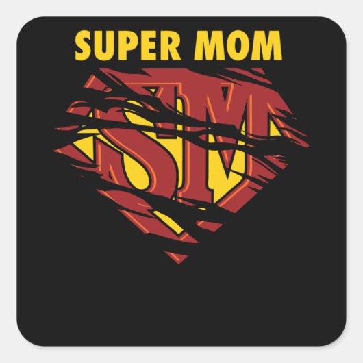 Super Mama Quadratischer Aufkleber (Vorderseite)
