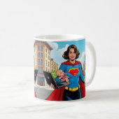 "Super Mama" Retro-Comic Kaffeetasse (VorderseiteRechts)