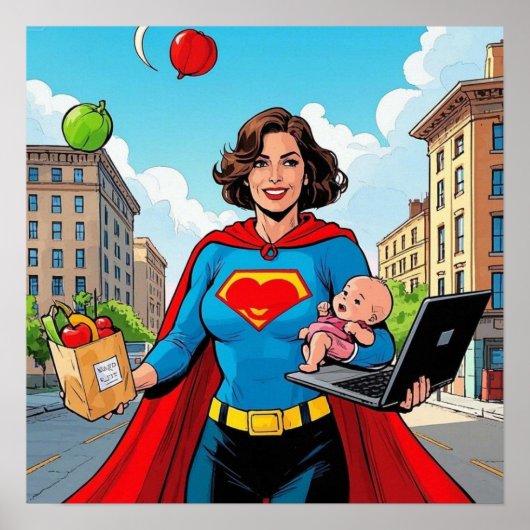 "Super Mama" Retro-Comic Poster (Vorne)