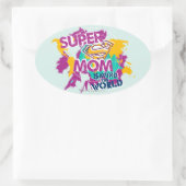 Super-Mama Rette die Welt Ovaler Aufkleber (Tasche)