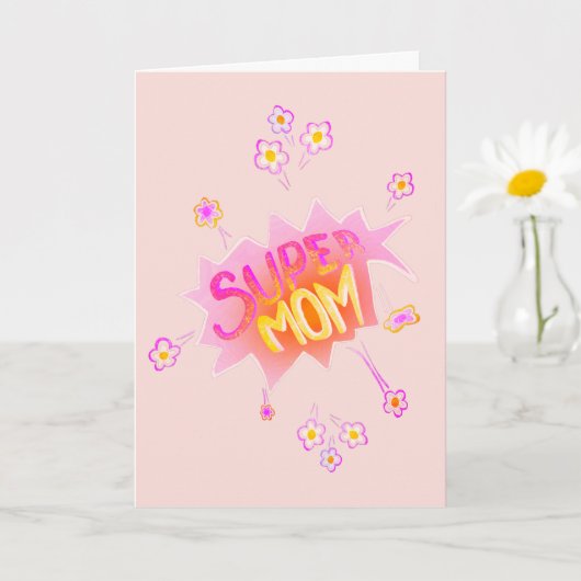 Super Mama Rosa Neon Blume Comic Blase Karte (Kleine Pflanze)