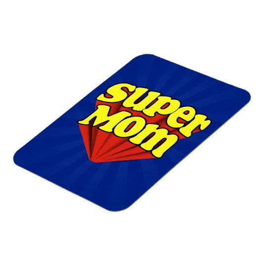Super Mama Rot/Gelb/Blau Superhero Muttertag Magnet (Linke Seite)