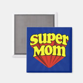 Super Mama Rot/Gelb/Blau Superhero Muttertag Magnet (Vorderseite/Rückseite)