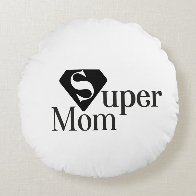 Super Mama Round Pillow Rundes Kissen (Vorderseite)