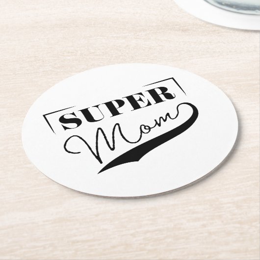 Super Mama Runder Pappuntersetzer (Angewinkelt)