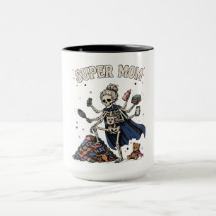 Super-Mama-Skelett Multitasking Retro Tasse