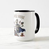 Super-Mama-Skelett Multitasking Retro Tasse (VorderseiteRechts)