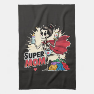 Super-Mama-Skelett Retro Lustiger Muttertag Geschirrtuch