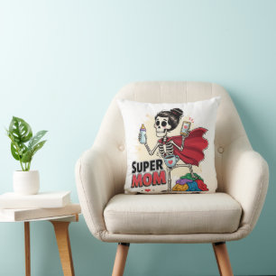 Super-Mama-Skelett Retro Lustiger Muttertag Kissen