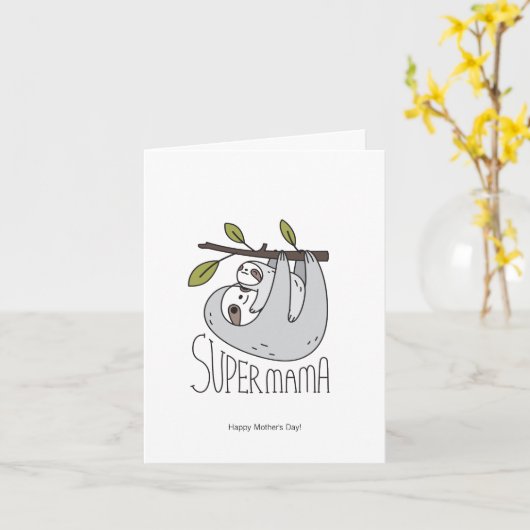 Super Mama Sloth Karte (Gelbe Blume)