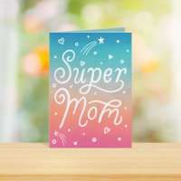 Super Mama Stars Hört schreiben Muttertagskarte