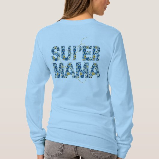 Super Mama Stylish Floral Typografie T-Shirt (Rückseite)