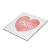 Super-Mama-Text in rosa gestrichenem Herzen Fliese (Seite)