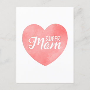 Super Mama Text in rosa Herz, Mutter Tagesdesign Postkarte