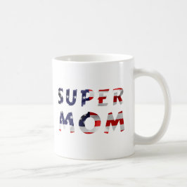 Super Mama und die amerikanische Flagge Kaffeetasse