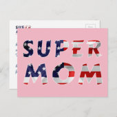 Super Mama und die amerikanische Flagge Postkarte (Vorne/Hinten)
