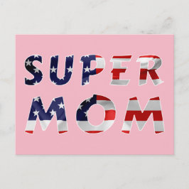 Super Mama und die amerikanische Flagge Postkarte