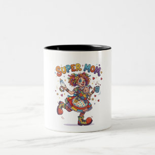 Super-Mama-Zirkus-Clown-Mutterschaft-Humor Zweifarbige Tasse