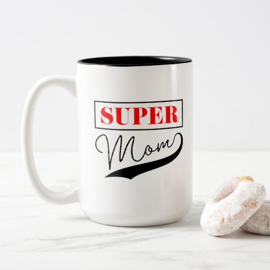 Super Mama Zweifarbige Tasse (Mit Donut)