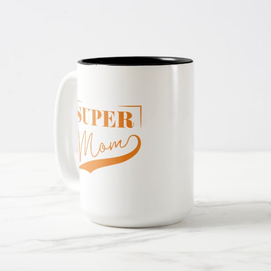 Super Mama Zweifarbige Tasse (Vorderseite Links)