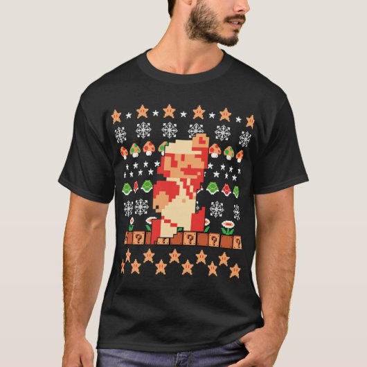 Super Mario Mario Piel Christmas funny T-Shirt (Vorderseite)