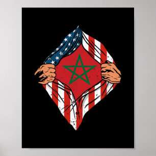 Super marokkanisches Erbe Marokko Wurzeln USA-Flag Poster