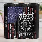 Super Mechanic American Flag Patriotic Thermosbecher