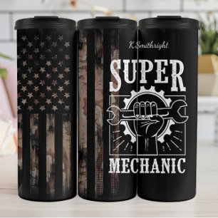 Super Mechanic Camouflage American Flag Thermosbecher