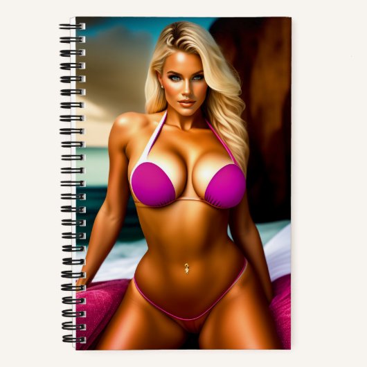 Super Modell posieren in Bikini Fantasy Notebook Notizblock (Vorderseite)