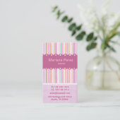 Super Modern Pink Girly Stripes Gingham Patterns Visitenkarte (Stehend Vorderseite)