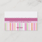Super Modern Pink Girly Stripes Gingham Patterns Visitenkarte (Rückseite)