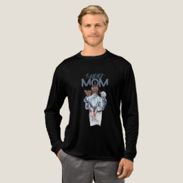 Super Mom Blue Watercolor Mother and Children Art Tri-Blend Shirt