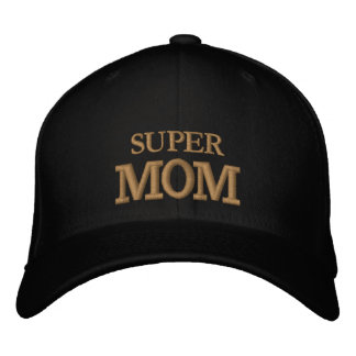 SUPER MOM embroidered baseball cap gold / black Bestickte Baseballkappe