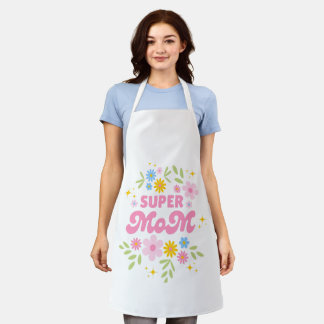 Super Mom Floral Apron - Colorful Mother’s Day Gif Schürze