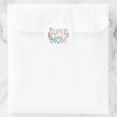 Super Mom Floral Text Design Runder Aufkleber (Tasche)