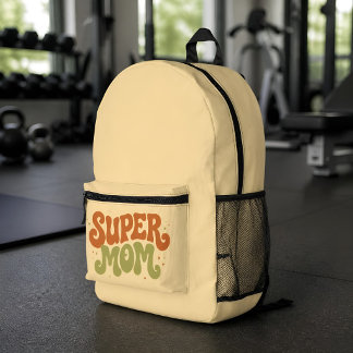 SUPER MOM Spielerei Retro Groovy Typografie Bedruckter Rucksack