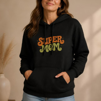 SUPER MOM Spielerei Retro Groovy Typografie Hoodie