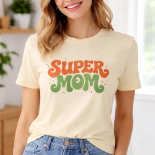 SUPER MOM Spielerei Retro Groovy Typografie T-Shirt