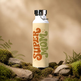 SUPER MOM Spielerei Retro Groovy Typografie Trinkflasche