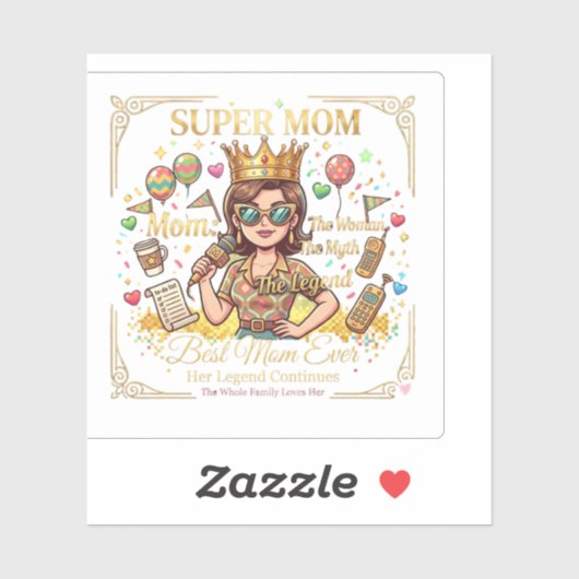 Super mom sticker carré (Blatt)