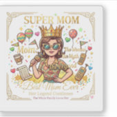Super mom sticker carré (Vorderseite)